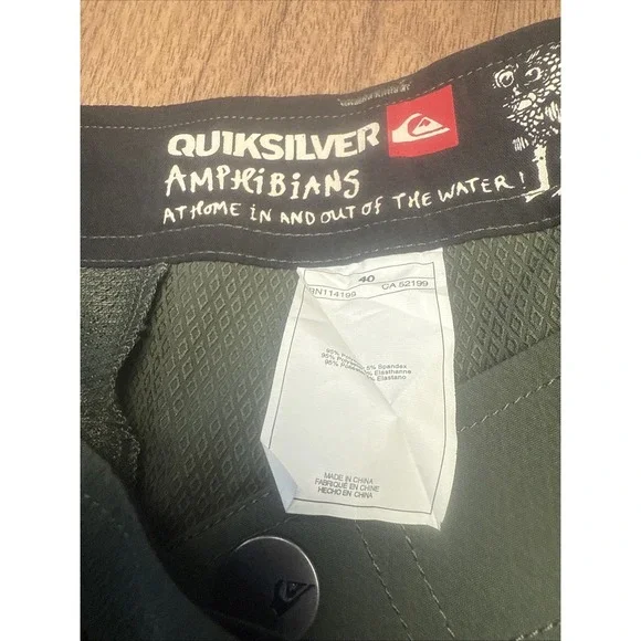 Quicksilver Swim Trunks Board Shorts  Snap Fly Men's  Green Size 40 - Picture 3 of 11